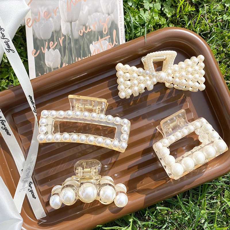 Kẹp Tóc Đính Ngọc Trai Phong Cách Retro Thanh Lịch Dễ Phối Đồ