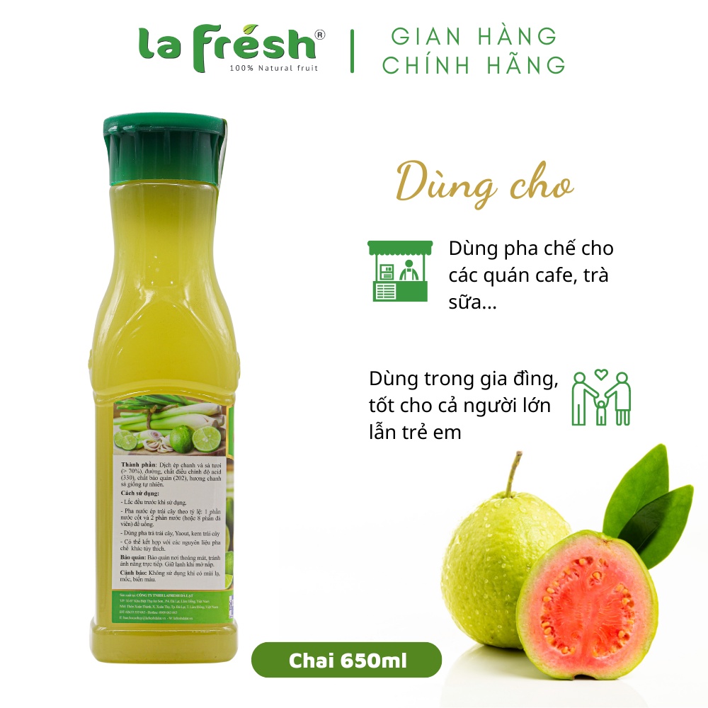 Nước cốt Chanh sả Lafresh Đà Lạt 650ml
