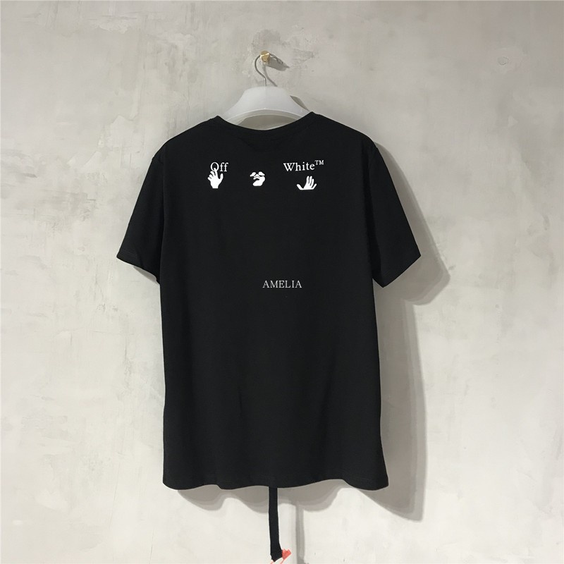 Off White Áo Thun Ngắn Tay Họa Tiết Chữ Độc Đáo Thời Trang