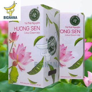 Trà Túi Lọc Thái Nguyên, Trà Xanh Hương Sen Việt Anh Hộp 50gr, 25 Gói, Loại 1 Tôm 2 Lá, Chè Búp Thơm Ngon