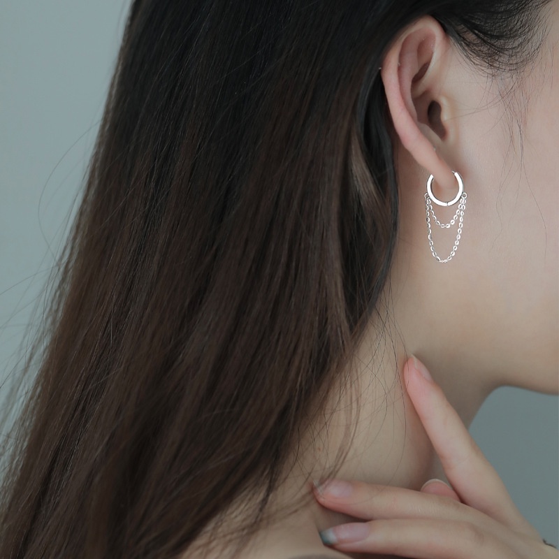 Khuyên Tai Bông Tai Nữ Tròn 2 Dây Phong Cách Nữ Tính Hàn Quốc H31