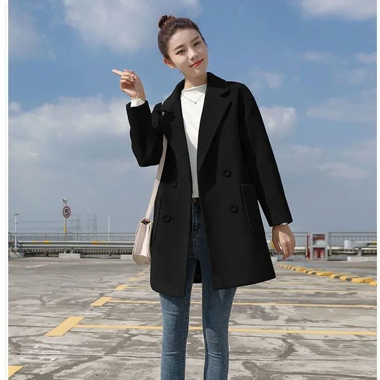 O Kho C Áo Khoác Len Dáng Rộng Dài Vừa Thời Trang Thu Đông Phong Cách Phương Tây Ấm Áp Dáng Ôm Cho Nữ
