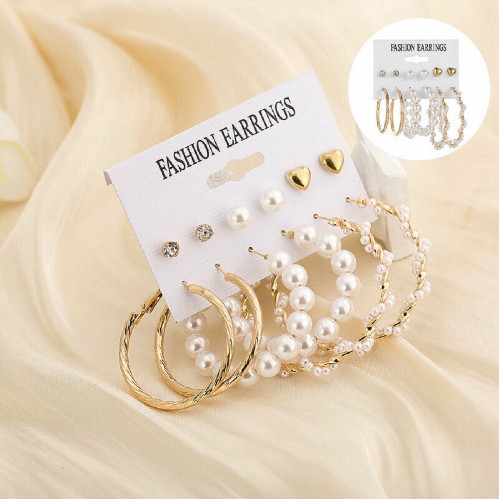 Set 6 Khuyên Tai Nữ Thời Trang Đơn Giản