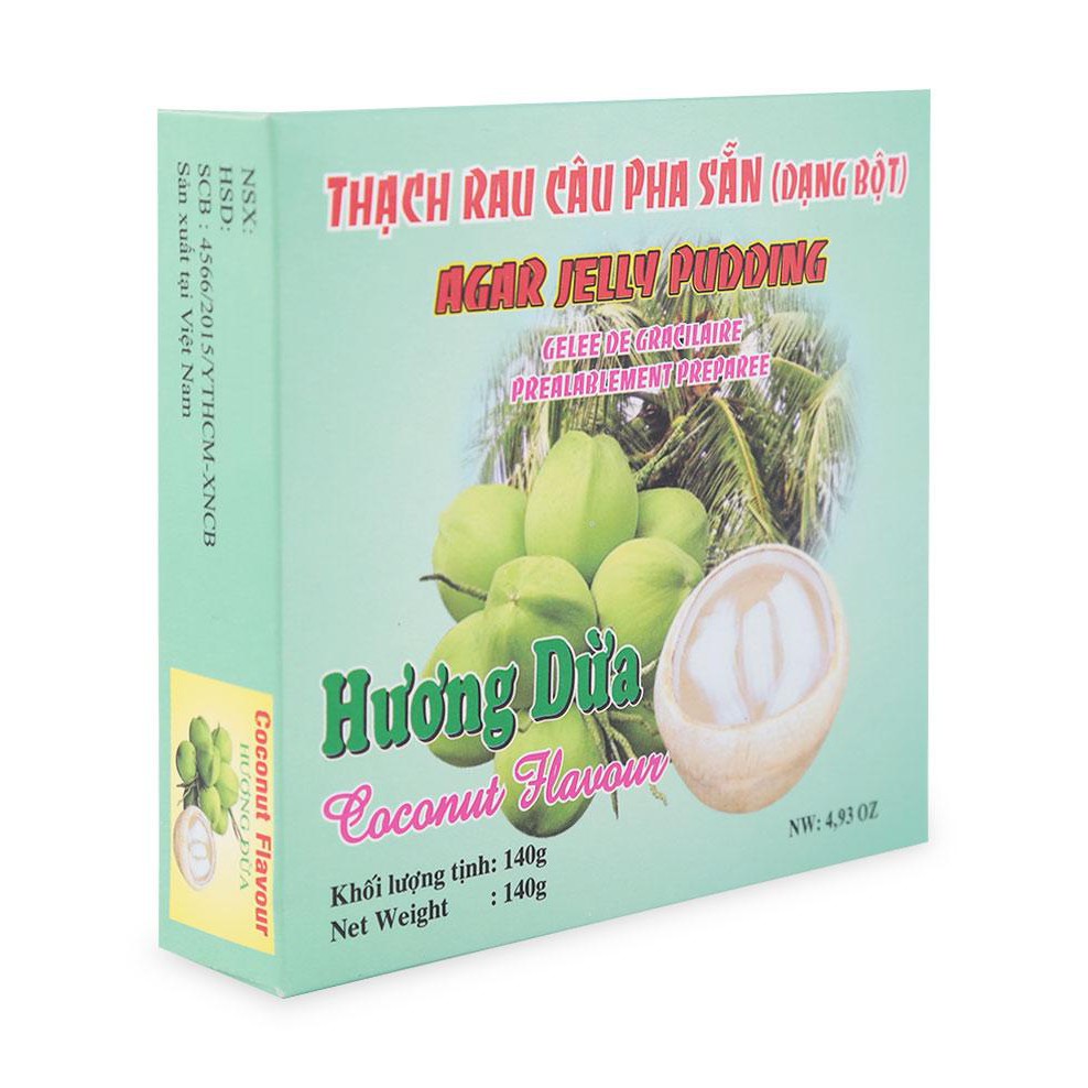 Thạch Rau Câu Pha Sẵn Hương Dừa 3K Hộp 140G