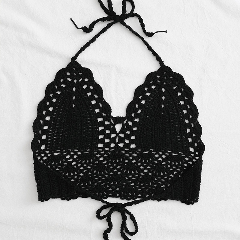 Áo Croptop Dệt Kim Cổ Chữ V Hở Lưng Phong Cách Boho Quyến Rũ Cho Nữ