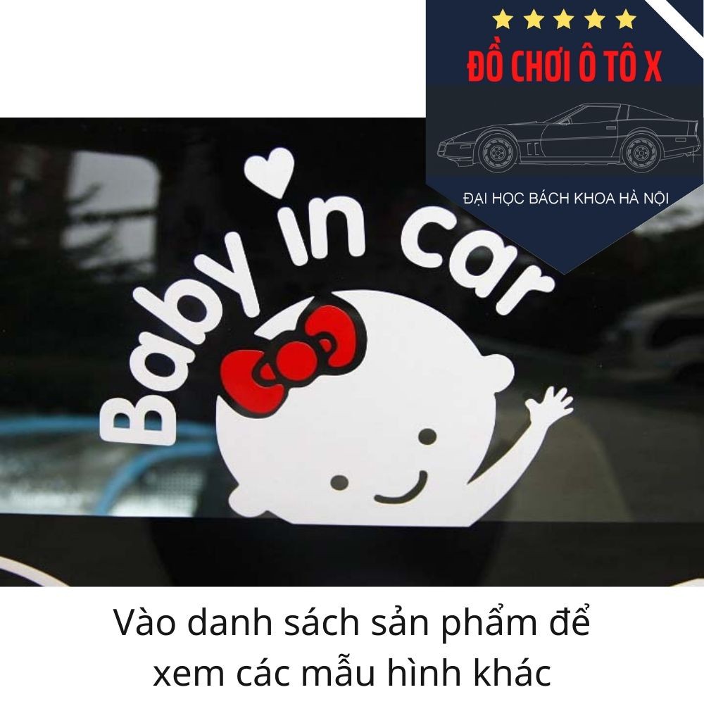 Tem dán BABY IN CAR trang trí xe ô tô [Hàng chất lượng cao]