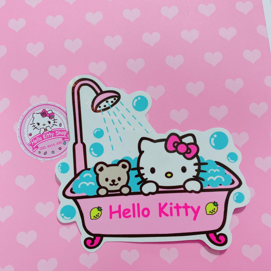 DECAL HELLOKITTY TRANG TRÍ NHÀ TẮM SIZE 12CM