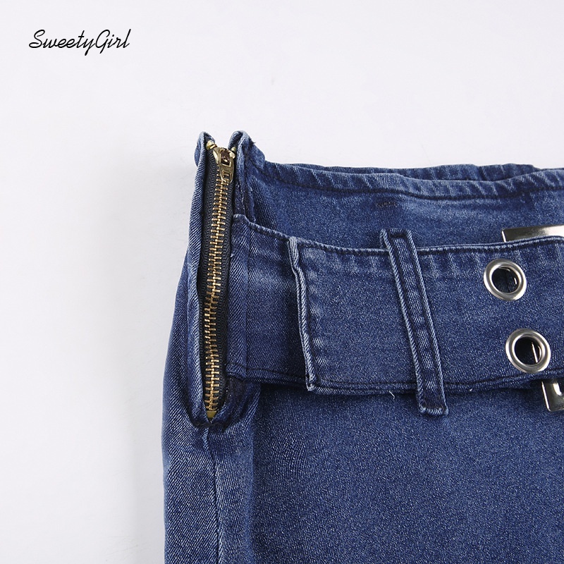 Chân váy jean Lưng Cao Màu Trơn Phối Dây Kéo Phong Cách Thời Trang Đường Phố Dành Cho Nữ 2022