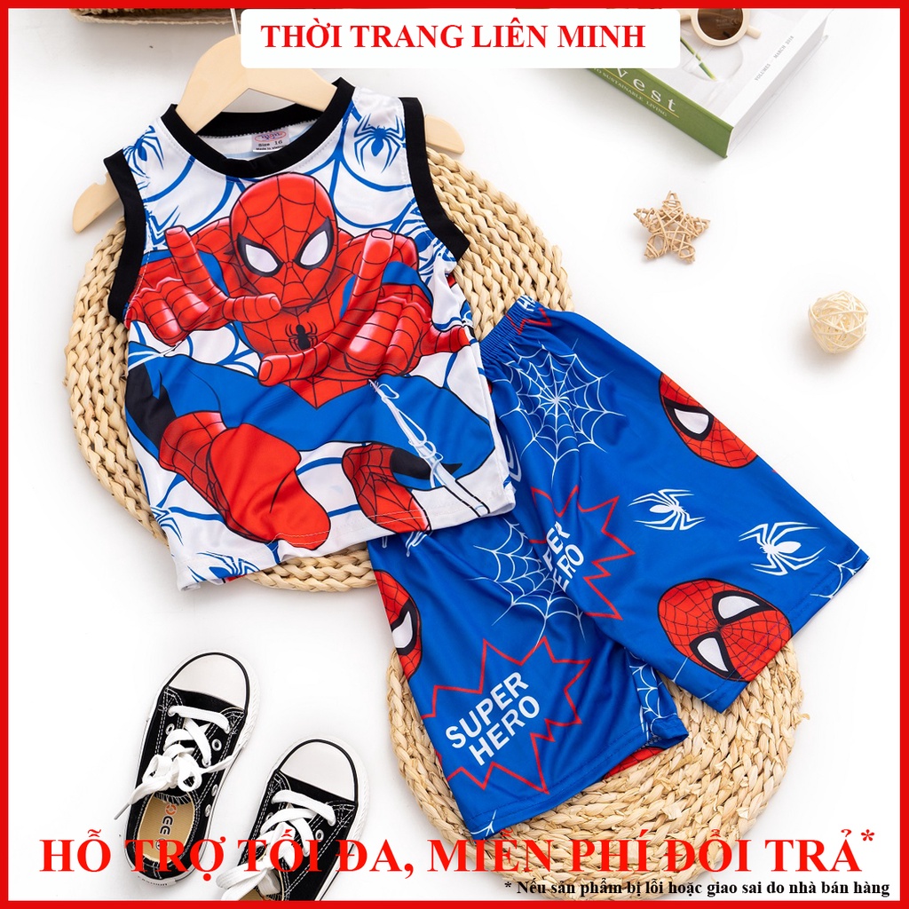 Đồ bộ bé trai quần áo ba lỗ Mimykid in 3D hoạt hình siêu nhân thấm hút mồ hôi tốt set đồ đồ bộ cho bé từ 8-28kg