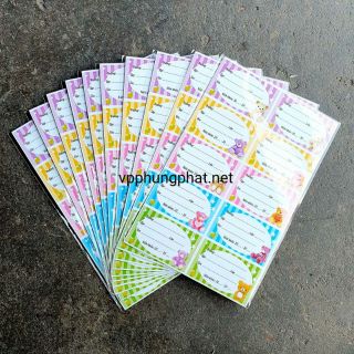 Combo 10 Xấp Nhãn Tập Học Sinh 10 Ô Lớn