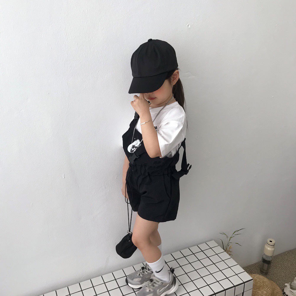 QG205- Quần yếm bé gái thô đen sz 80-140, yếm cho bé thời trang thể thao