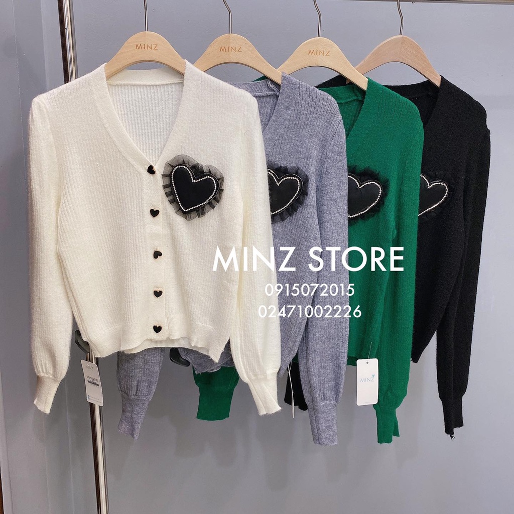 Cardigan cúc tim thêu trái tim #9688 (4 màu)