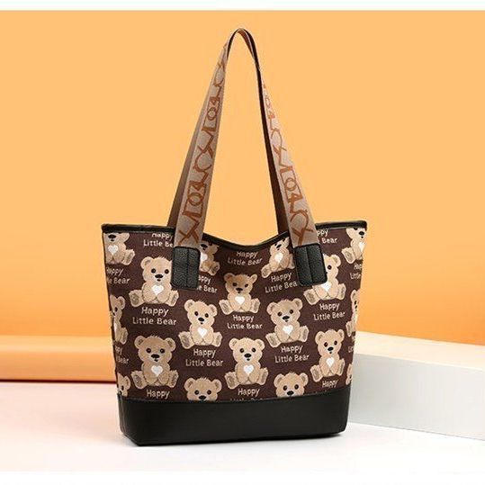 Túi xách canvas in hình gấu thời trang mới cho nữ
