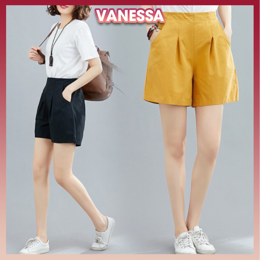 Quần short nữ cạp cao, chất liệu kaki bền mát, form trẻ trung, sang chảnh, quần đùi nữ Vanessa Stylish QNH.48