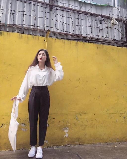 Quần baggy tây lưng cao trơn dài và lửng | BigBuy360 - bigbuy360.vn