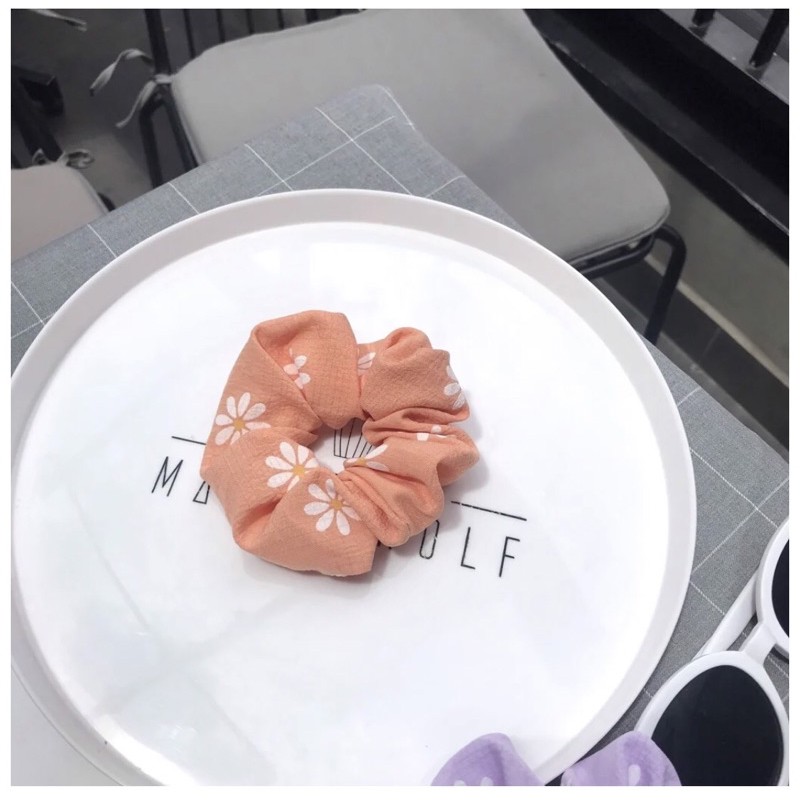[RẺ VÔ ĐỊCH] Cột tóc scrunchies hoa cúc vải thun gân
