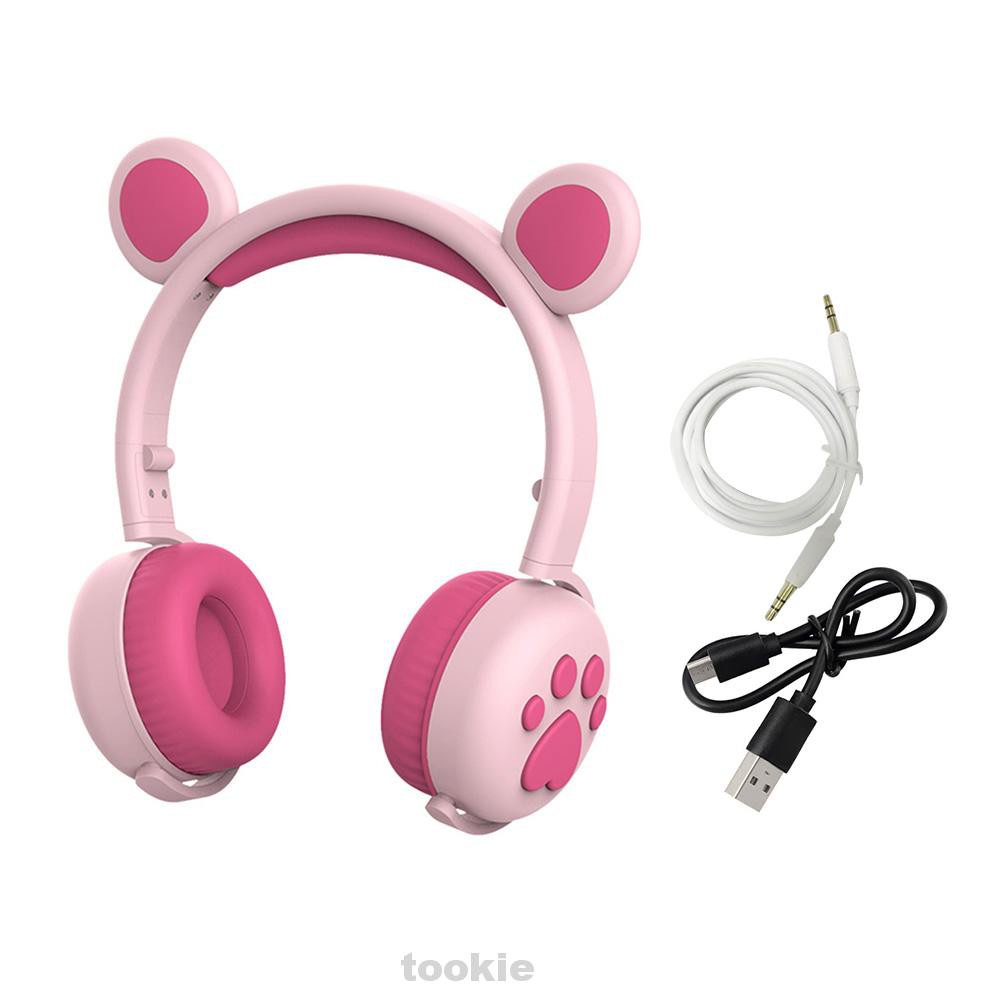 Cute ABS Cartoon Phone Foldable Noise Cancelling Over Ear Bear Shaped Bluetooth Headphone