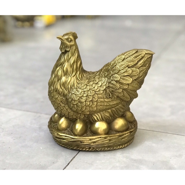Gà Mái Ấp Trứng Vàng Vật Phẩm Phong Thủy bằng đồng