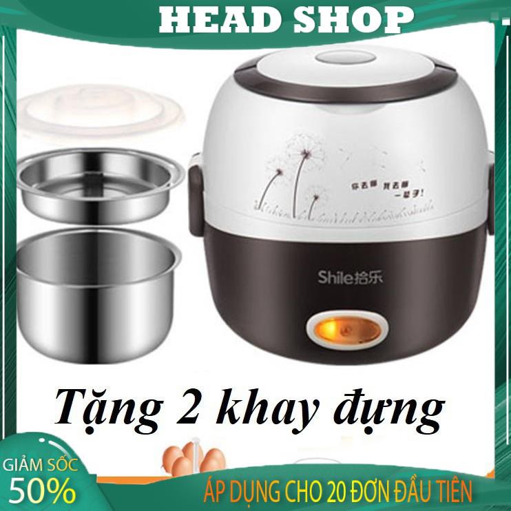 Hộp cơm cắm điện 2 tầng inox 1.2 lít 220V đa năng nấu cơm, nấu mì, hâm nóng đồ ăn tiện dụng B2 HEAD SHOP