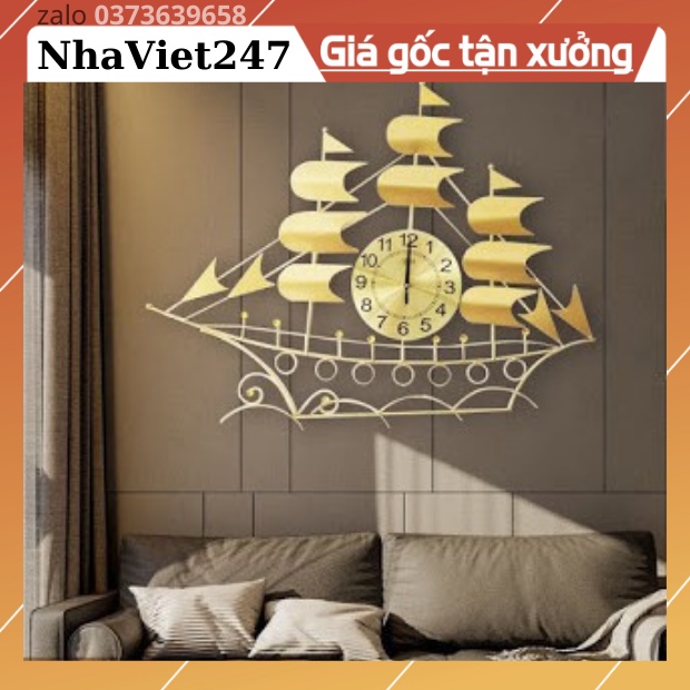 Đồng Hồ Treo Tường Trang Trí Thuyền Buồm,mã 819-Kt 90x70cm-tranh 3d kim loại,decor đẹp,giá rẻ-quà tặng ý ngĩa-bh 5 năm