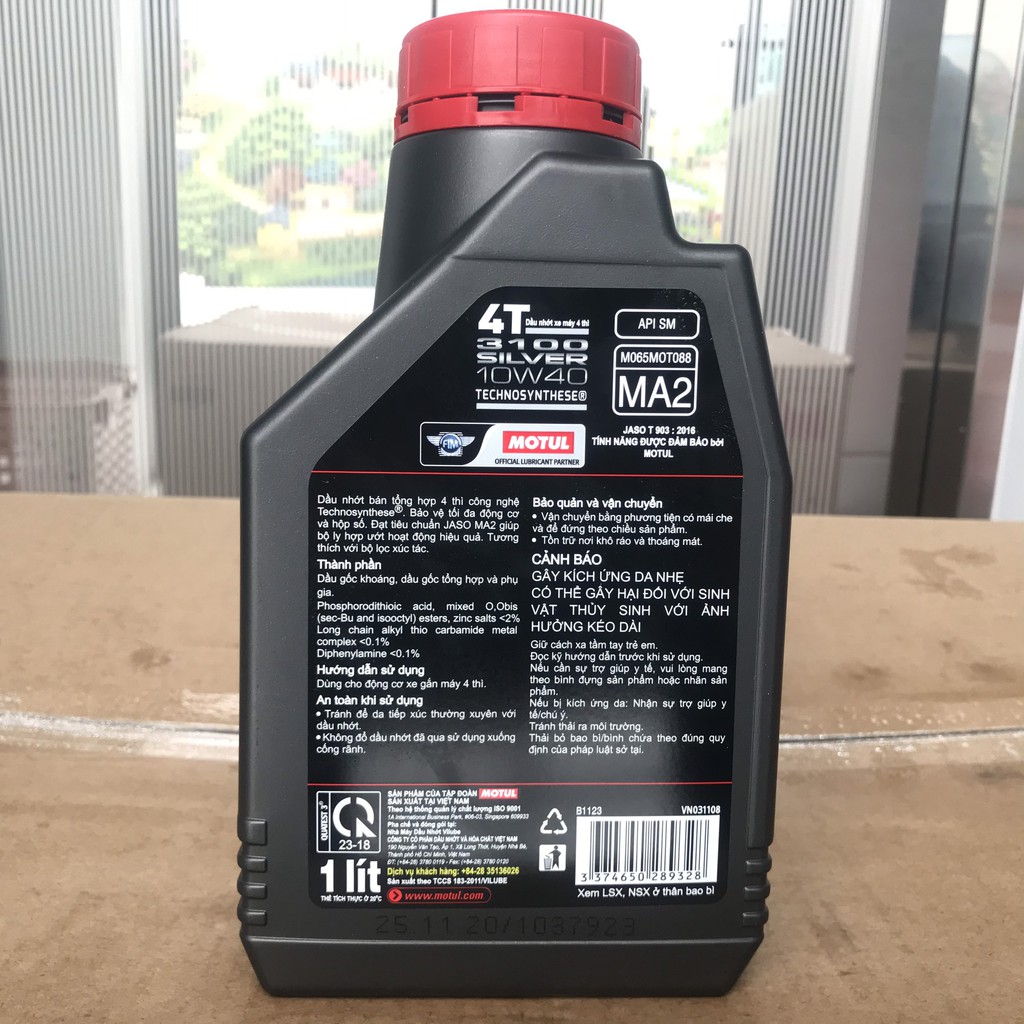 Dầu nhớt Motul 3100 Silver 4T 10W40 0.8L, 1L dầu nhớt motul xe số cao cấp chính hãng