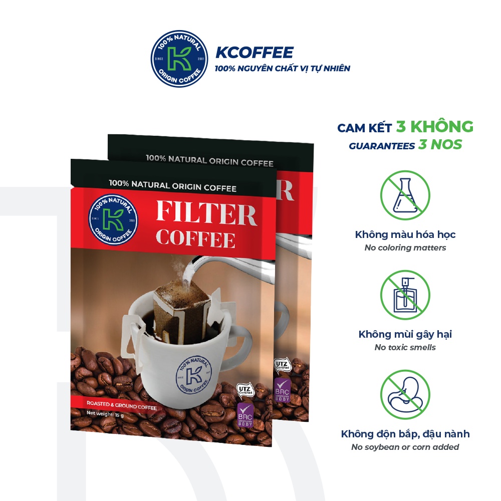 Cà phê phin giấy nguyên chất K Filter thương hiệu KCOFFEE 105g