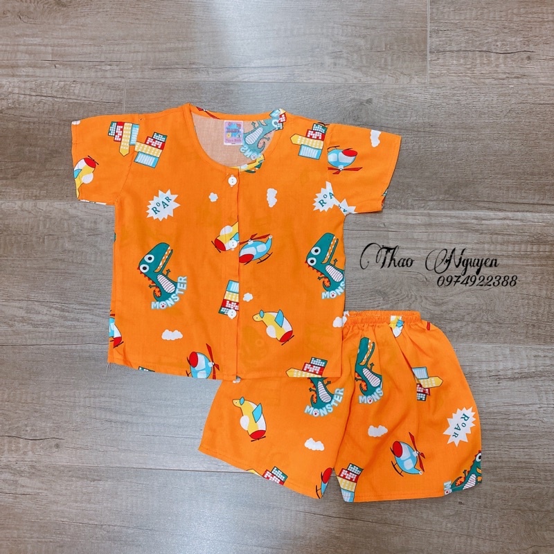 Đồ Bộ Cài Nút Vải Tôn  Mềm - Mịn - Mát Cho Bé Trai 4-10kg