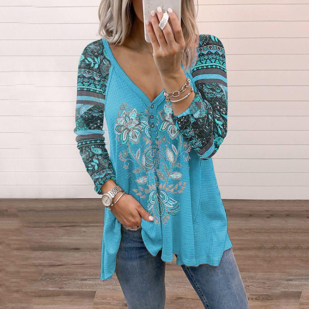 Áo Thun Nữ Dài Tay Cổ Tròn Thời Trang Boho