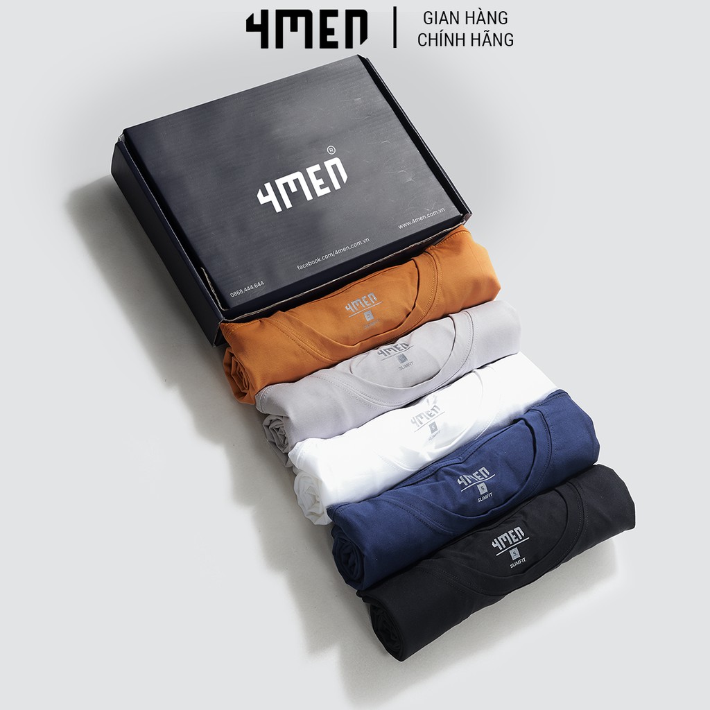 Áo thun nam đẹp 4MEN trơn basic cổ tròn ngắn tay, form suông, vải cotton đẹp cao cấp, co giãn, thoáng mát 051 | BigBuy360 - bigbuy360.vn