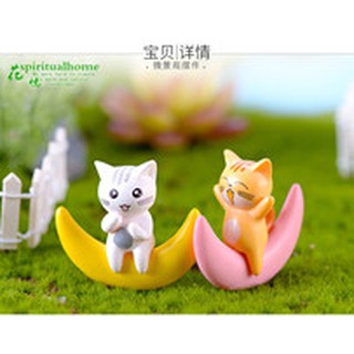 Cặp đôi mèo ngồi trăng - Trang trí bánh sinh nhật