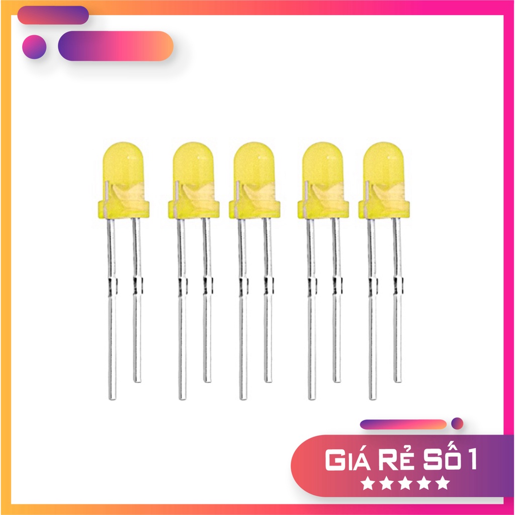 (COMBO 50 CHIẾC) Đi ốt đèn LED 5mm màu trắng vàng đỏ xanh lá và xanh dương, led phát quang.