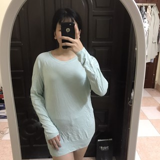 Áo len body mỏng màu xanh mint Size M