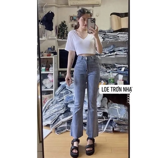 [ Hình thật] Quần Jean loe lỡ dài 90-93-98-102-105cm Sẵn[ dành cho cao 1m45-1m75 ] shop KLii jeans