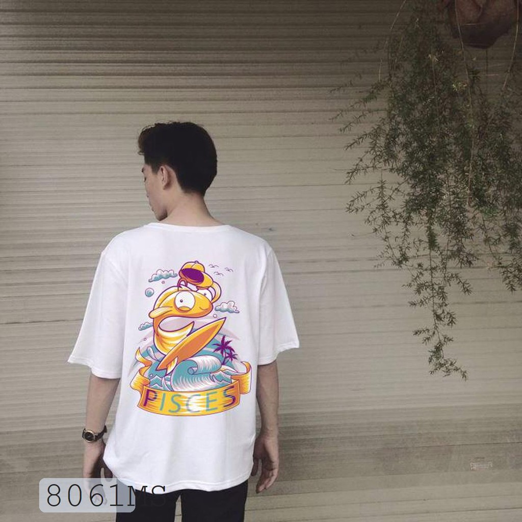 ÁO THUN UNISEX SONG NGƯ Pisces 12 CUNG HOÀNG ĐẠO AOMI 8061MS TAY NGẮN TAY LỠ NAM NỮ CHẤT VẢI LOẠI MỘT