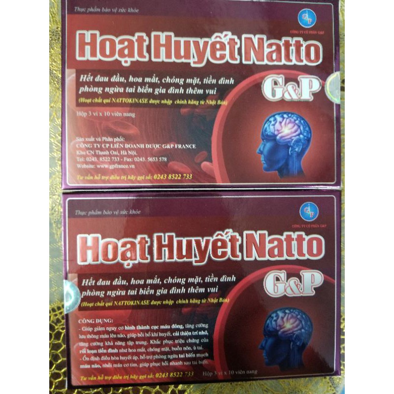 Hoạt huyết natto g&p hoạt huyết dưỡng não - giúp tăng cường tuần hoàn máu lên não, cải thiện trí nhớ, tan cục máu đông