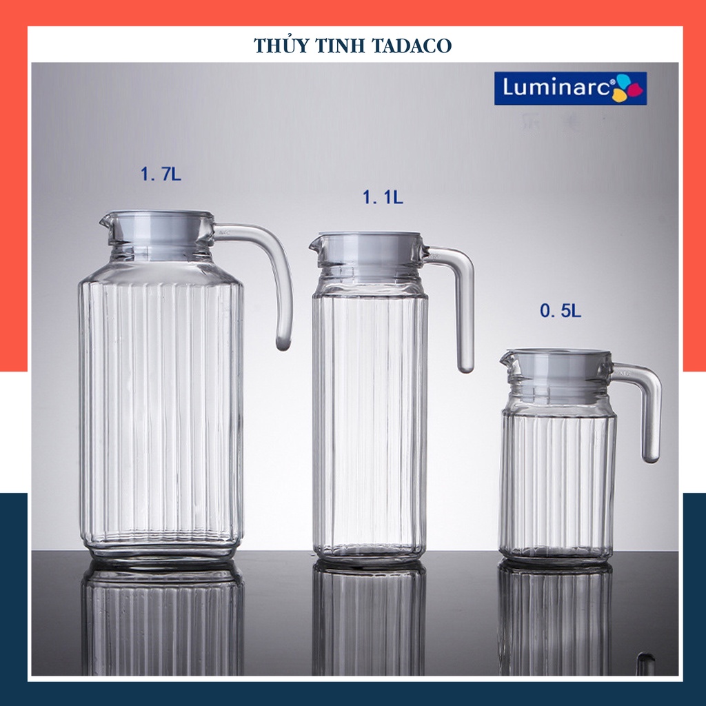 Bình nước thủy tinh Quadro cao cấp dung tích lớn vân sọc Luminarc