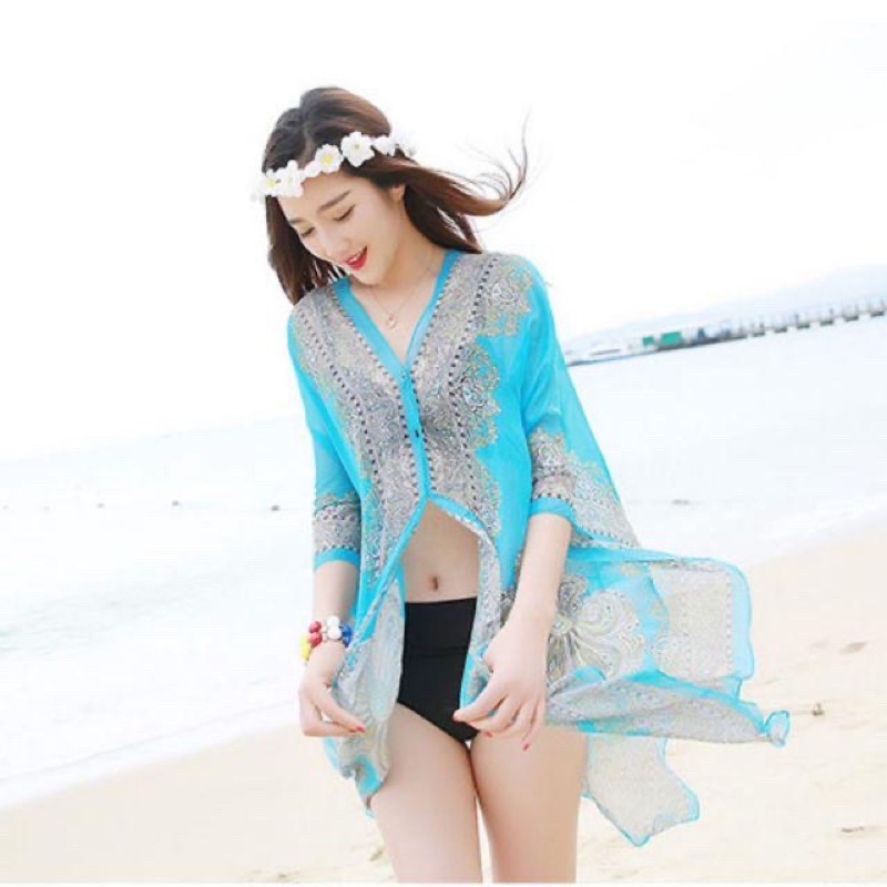 [Hàng sẵn] Áo choàng voan đi biển đính cúc bao xinh xắn quyến rũ | BigBuy360 - bigbuy360.vn