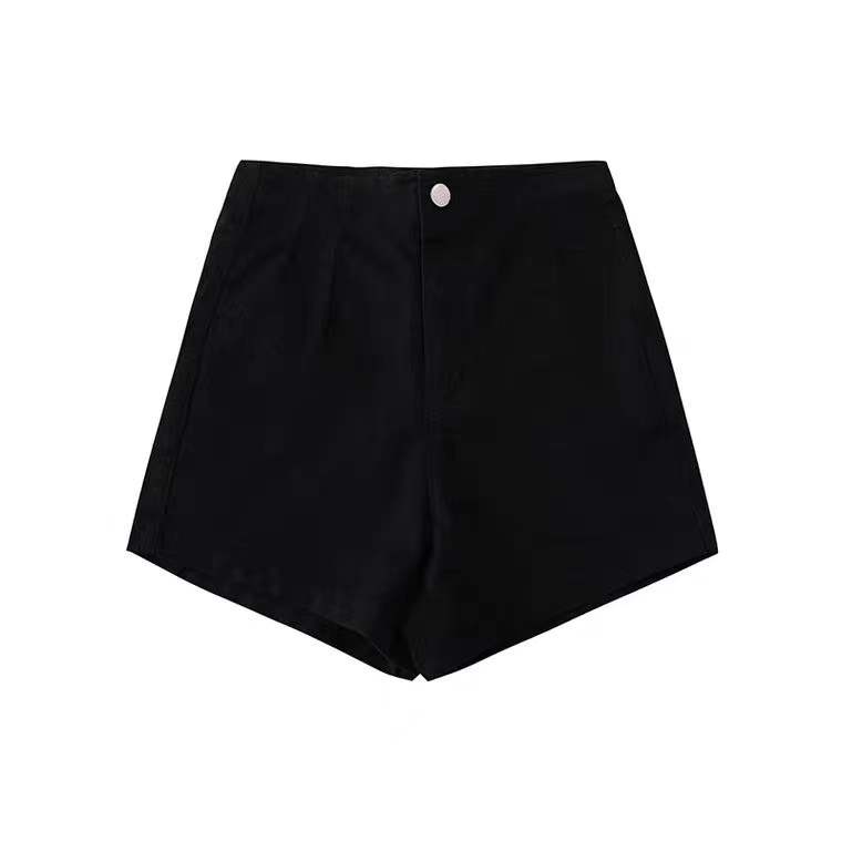 Quần Đùi denim Mỏng Dáng Chữ a Lưng Cao Co Giãn Phong Cách Retro Mẫu Mới Thời Trang Cho Nữ