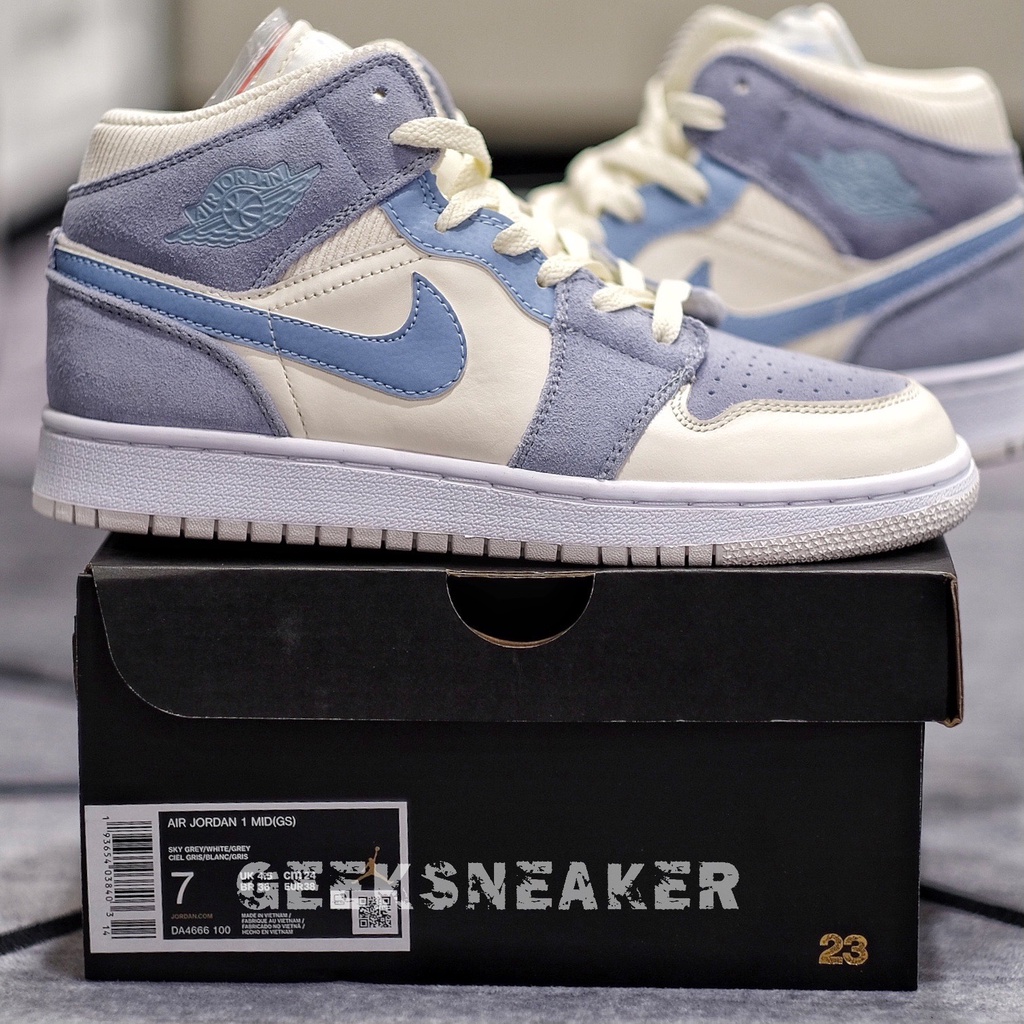 [GeekSneaker] Giày Sneaker Jordan 1 Mid Mixed Textures Blue - Mid Top