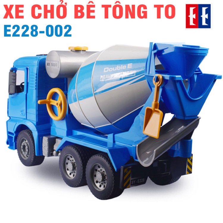 Mô hình xe chở bê tông đồ chơi trẻ em bằng nhựa cao cấp có tay xoay đổ được vật liệu