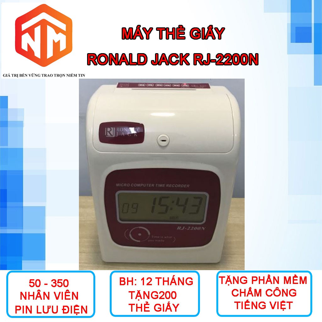 Máy chấm công thẻ giấy Ronald Jack RJ-2200N - Máy Chấm Công Thẻ Giấy - Nhật Minh