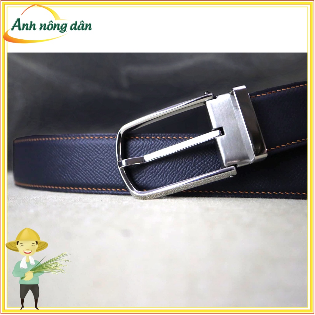 Thắt lưng nam da dê khâu tay thủ công, dây nịt nam mặt khóa kim size 34, dài 115cm, Đồ da handmade, Anh nông chính hiệu