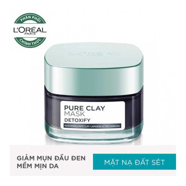 Mặt Nạ Đất Sét L'Oreal Thanh Lọc, Giảm Mụn Đầu Đen 48g  Pure Clay Mask Detoxify