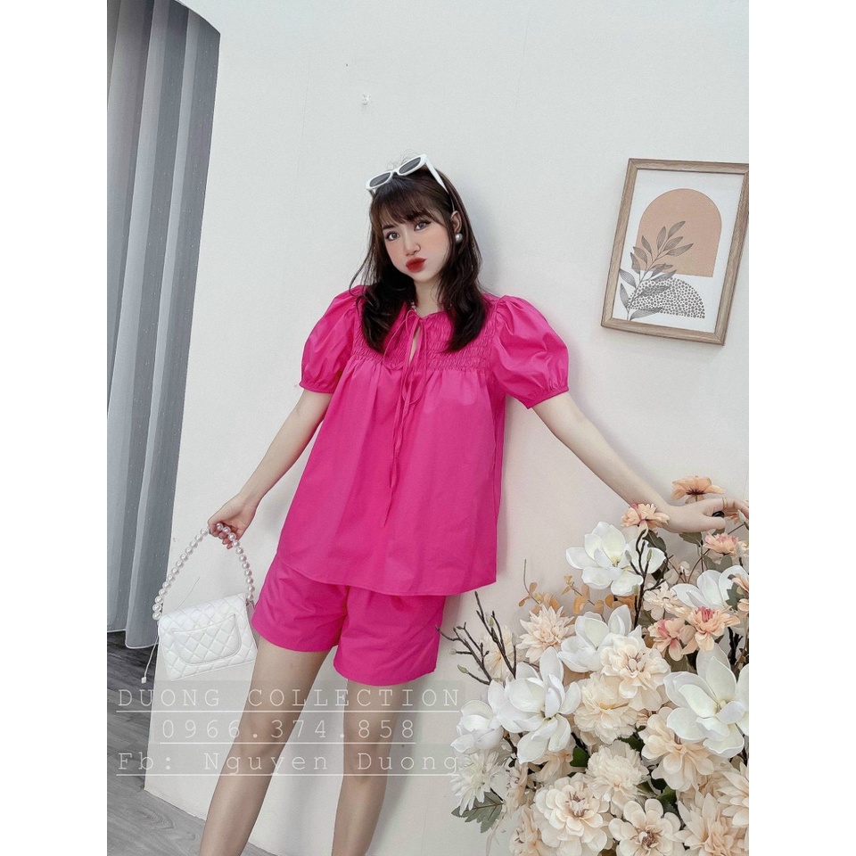 Set bộ nữ quần đùi, áo ngắn tay có chun ngực tiểu thư, mặc đi chơi, dạo phố cực xinh, năng động LiiLove Shop SE04