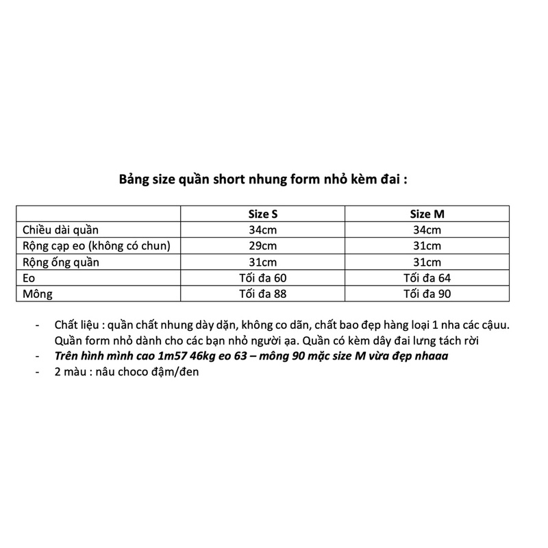 Quần short nhung form nhỏ kèm đai (ảnh thật shop chụp kèm video)