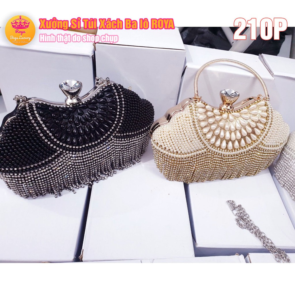 Ví Cầm Tay Nữ 709-1 Bóp Dự Tiệc Clutch Đính Đá pha lê lấp lánh sang trọng HÌNH THẬT SHOP TỰ CHỤP