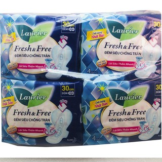 COMBO 4 GÓI BĂNG VỆ SINH LAURIER FRESH & FREE ĐÊM SIÊU CHỐNG TRÀN 30 CM - 4 MIẾNG