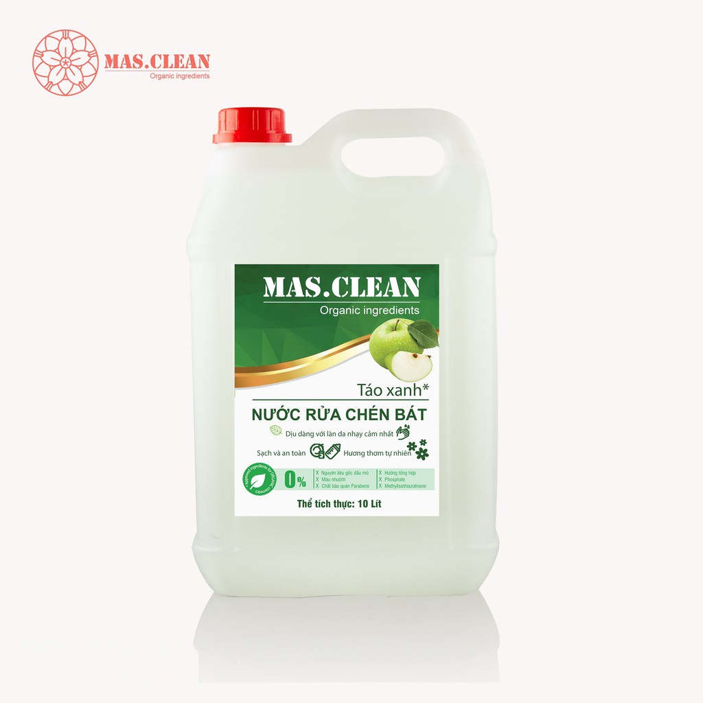 Nước rửa chén hữu cơ MasClean - can 10L siêu tiết kiệm
