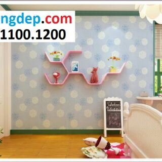 Giấy dán tường tú cầu xanh