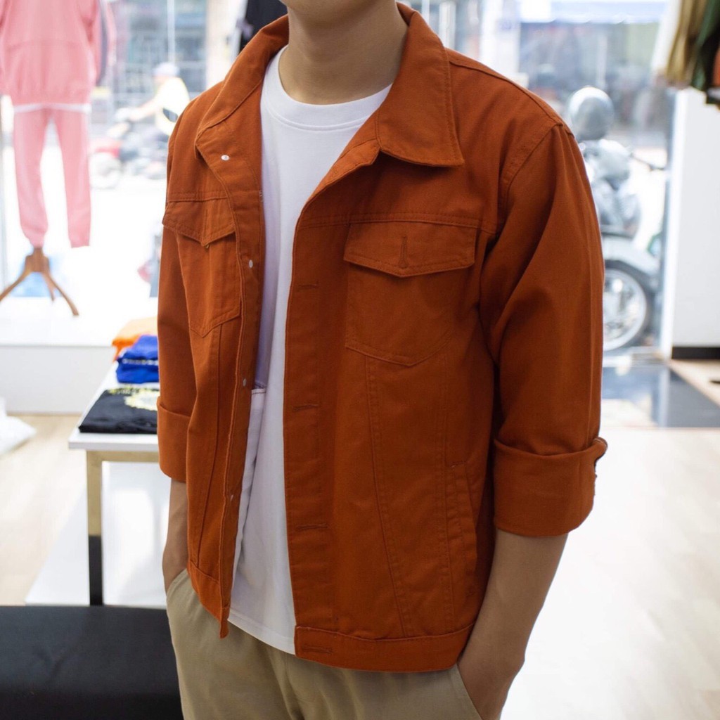 Áo Khoác KAKI Nam Nữ BTS Cam Trơn Unisex KK011 jean kaki - QSTORE